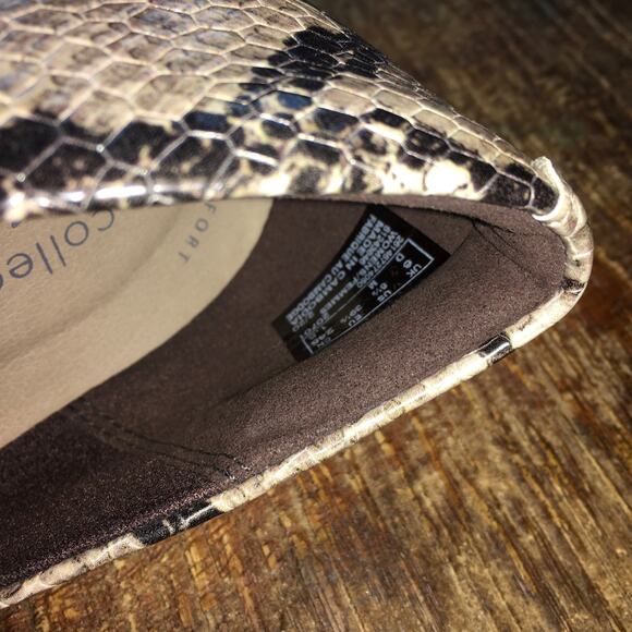 Clarks Adriel Viola Pump Womens 8.5 Heel Shoe Taupe Snake Print Heritage Classic - Picture 9 of 9